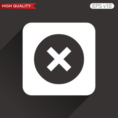 Colored icon or button of cross or delete symbol with background