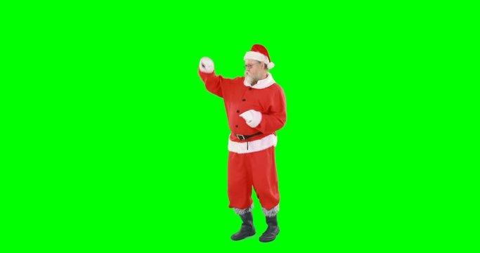 Happy santa claus singing song on green screen 4k