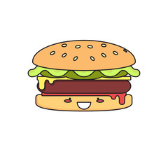 Hot Burger. Vector.