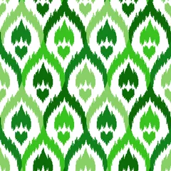 Gordijnen Etnisch groen naadloos patroon © kronalux