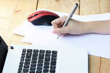 Hand write paper with pen side note book