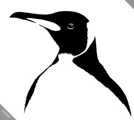 black and white linear paint draw penguin vector illustration