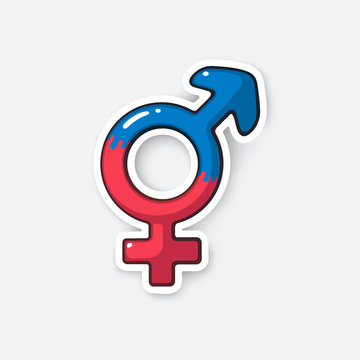 Cartoon sticker with transgender symbol