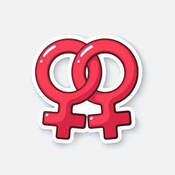 Cartoon sticker with female homosexual Venus symbol