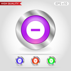 Colored icon or button of minus symbol with background
