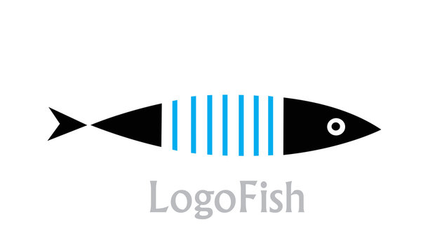 Fish and Barcode Lines Cool Logo for Restaurants