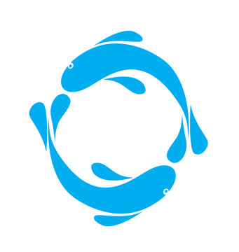 Circle Fishes Logo Icon Emblem