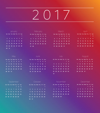 Modern Gradient 2017 Calender