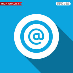 Colored icon or button of commercial at symbol with background