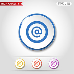 Colored icon or button of commercial at symbol with background
