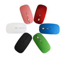 set of colored computer mouse