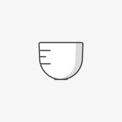 Simple vector icon of white bowl isolated on grey background
