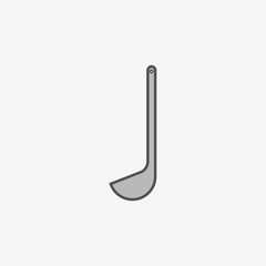 Simple vector icon of soup ladle isolated on grey background
