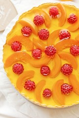 Apricot and raspberry no bake cheesecake 