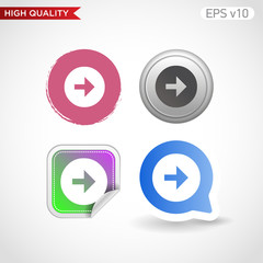 Colored icon or button of right arrow symbol with background