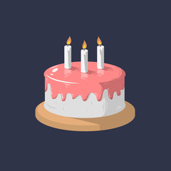 Birthday Cake Icon With Candles.  Vector Graphic Illustration. 