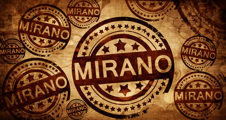 Mirano, vintage stamp on paper background