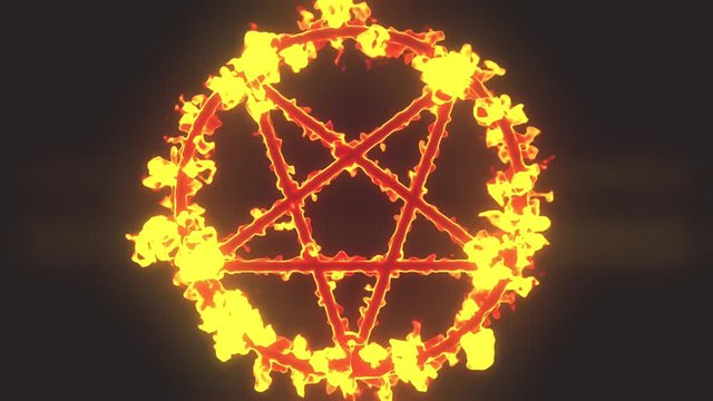 4K Pentagram on Fire Magic Symbol 3D Animation