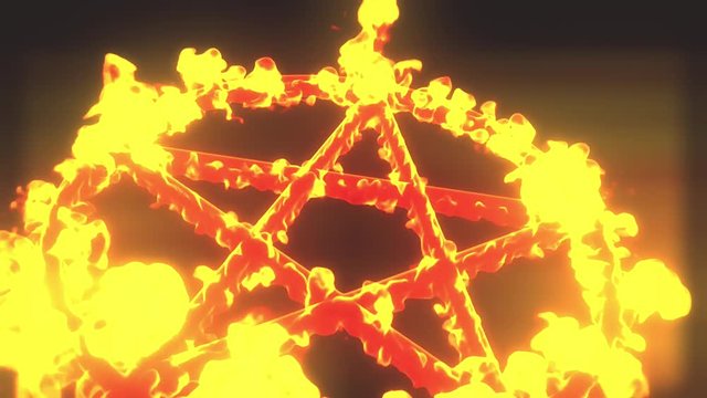 4K Pentagram on Fire Magic Symbol 3D Animation
