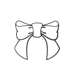 Vector illustration. Hand drawn doodle bow-knot of ribbon. Cartoon sketch. Decoration for greeting cards, posters, emblems