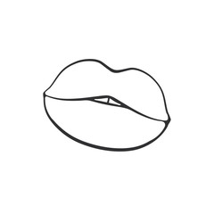 Vector illustration. Hand drawn doodle of female lips. Sexy kiss. Cartoon sketch. Decoration for greeting cards, posters, emblems