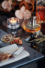Table place setting with holidays decoration