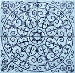 Fototapeta na wymiar ceramic tile, blue abstract pattern