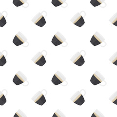 Glass cups of espresso. Seamless pattern.