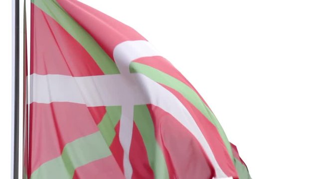 Basque Country flag fluttering in the wind. Closer angle.