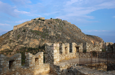 Fototapeta na wymiar Palamidi fortress on the hilltop, Nafplion, Greece