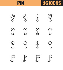 Pin icon set