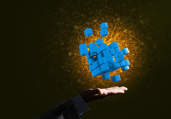 Idea of new technologies and integration presented by cube figure