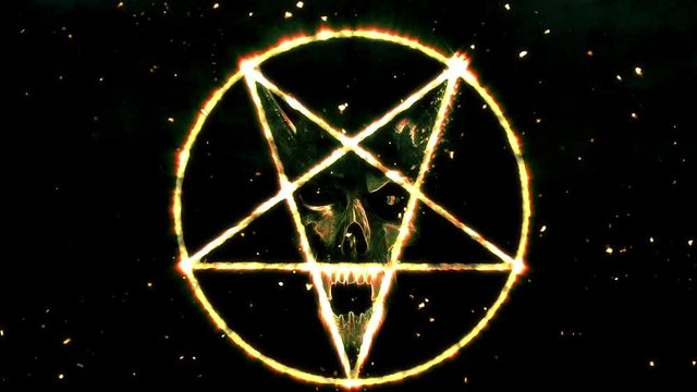 4K Pentagram Symbol with Revealing Satan Face Animation