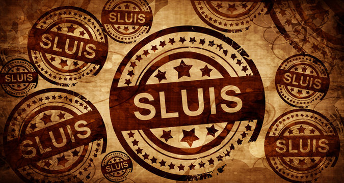 Sluis, vintage stamp on paper background