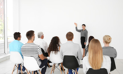 Business training concept. Business people having meeting in conference room