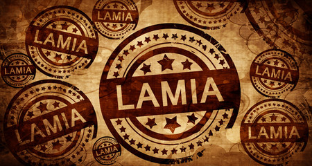 Lamia, vintage stamp on paper background