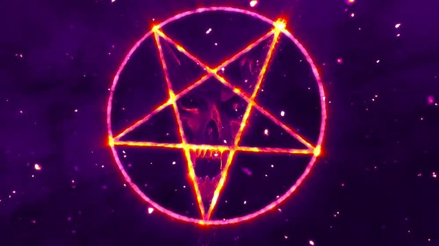 4K Pentagram Symbol with Revealing Satan Face Animation