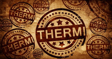 Thermi, vintage stamp on paper background