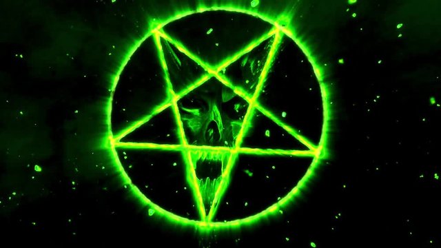 Pentagram Symbol with Revealing Satan Face