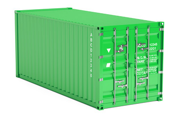 green cargo container, 3D rendering