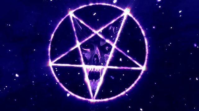 Pentagram Symbol with Revealing Satan Face
