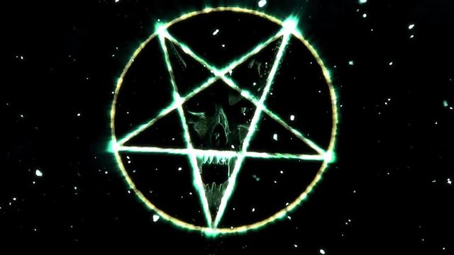 Pentagram Symbol with Revealing Satan Face Animation