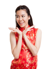 Asian girl in chinese cheongsam dress.