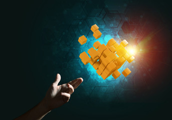 Idea of new technologies and integration presented by cube figure
