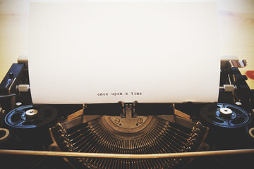 Words "Once upon a time" written with old typewriter