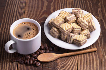 Coffee and chocolate wafers
