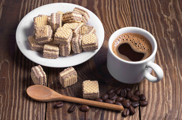 Coffee and chocolate wafers
