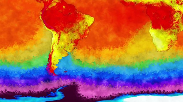 Earth Water Surface Global Warming Simulation Southern Hemisphere Animation