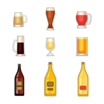 Beer glass vector set.