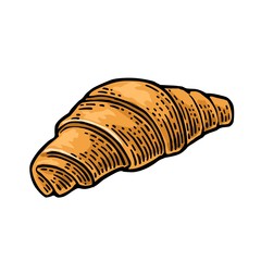 Croissant. Vector color hand drawn vintage engraving